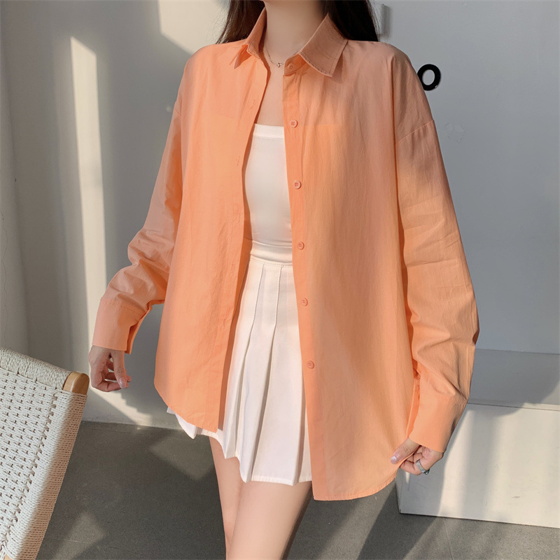 Women's Loose French Long Sleeve Polo Collar Elegant Office Shirt