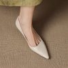 Women's French Sheepskin Pointed Toe Stiletto Heel Pumps Classic Dress Shoes