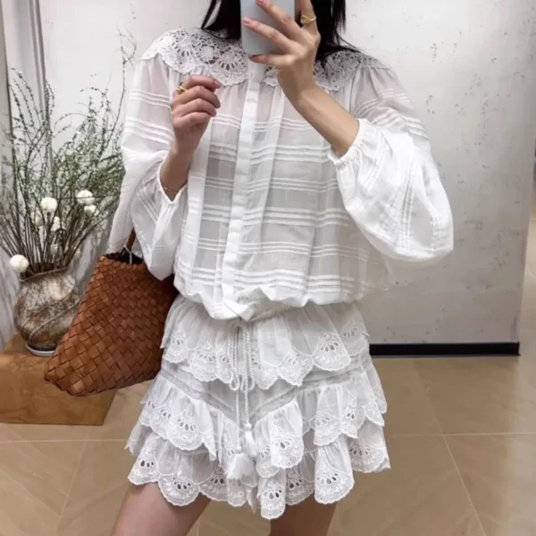 French Riviera White Breathable Cotton Broderie Anglaise Mini Skirt