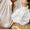 Boho White Breathable Cotton Broderie Anglaise Puff Sleeve Blouse