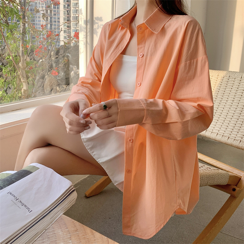 Women's Loose French Long Sleeve Polo Collar Elegant Office Shirt