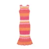 Elegant Sleeveless Round Neck Wavy Stripe Midi Knit Fishtail Dress Skin-Friendly Cooling