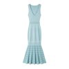 Elegant Sleeveless V-Neck Beaded Mid-Length Knit Mermaid Dress Skin-Friendly Cooling