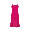 Skin-Friendly Cooling Womens Elegant Pearl Beaded V Neck Sleeveless Midi Knit Fishtail Dress