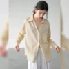 Minimalist Breathable Pure Linen Loose Long Sleeve Shirt