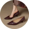Women's French Sheepskin Pointed Toe Stiletto Heel Pumps Classic Dress Shoes