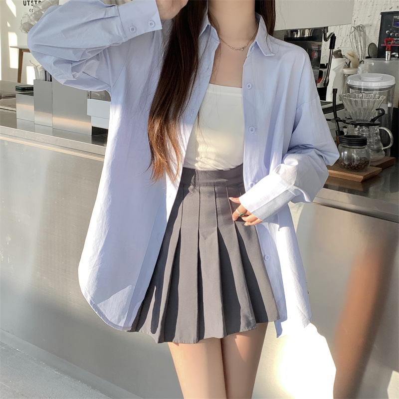 Women's Loose French Long Sleeve Polo Collar Elegant Office Shirt