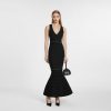 Elegant Sleeveless V-Neck Beaded Mid-Length Knit Mermaid Dress Skin-Friendly Cooling