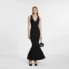 Elegant Sleeveless V-Neck Beaded Mid-Length Knit Mermaid Dress Skin-Friendly Cooling