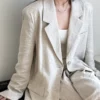 Minimalist Breathable Lyocell Linen Womens Slouchy Blazer