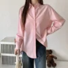 Women's Loose French Long Sleeve Polo Collar Elegant Office Shirt