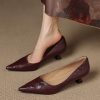 Women's French Sheepskin Pointed Toe Stiletto Heel Pumps Classic Dress Shoes