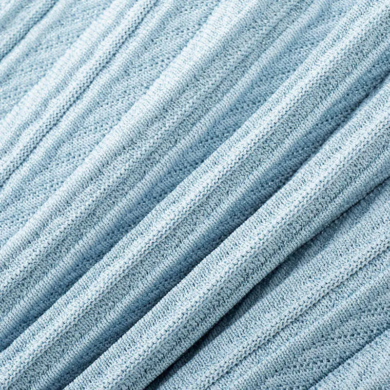 Square Neck Sleeveless Pleated Knit Dress High Waist A-Line Skin-Friendly Cooling