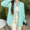 Women's Loose French Long Sleeve Polo Collar Elegant Office Shirt