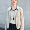 Minimalist Sustainable Lyocell Linen Cropped Collared Jacket