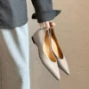 Womens Patent Leather Pointed Toe Wedge Pumps Classic Dress Shoes