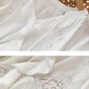 Bohemian Cotton Embroidered Floral V-neck 3/4 Hollow Out Top Midi Skirt
