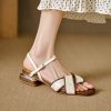 Women's Plus Size French Minimalist Block Heel Open Toe Sandals