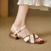 Women's Plus Size French Minimalist Block Heel Open Toe Sandals