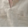 Minimalist Breathable Pure Linen V Neck Short Sleeve Shirt