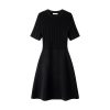Womens Skin-Friendly Cooling High Waist A Line Short Sleeve Knit Midi Work Dress