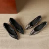 Women's Pointed Toe Wedge Heel Pumps Leather Dress Shoes