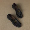 Women's Square Toe Block Heel Sheepskin Loafers