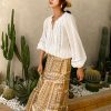 Boho White Breathable Cotton Broderie Anglaise Puff Sleeve Blouse
