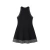 Skin-Friendly Cooling Womens Elegant Sleeveless Rhinestone Stud Black A Line Midi Knit Dress
