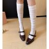 Women's Round Toe Thick Heel Medium Heel Sheepskin Mary Jane Dress Shoes