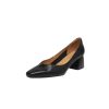 Women's Leather Block Heel Square Toe SlipOn Vintage Pumps Classic Dress Shoes