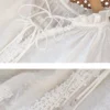 Elegant Tencel Long Sleeve V-neck Lace Splicing Tie Floral Shirt
