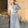 French Riviera Breathable Cotton Broderie Anglaise Maxi Skirt