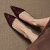 Women's French Sheepskin Pointed Toe Stiletto Heel Pumps Classic Dress Shoes