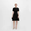Womens Skin-Friendly Cooling High Waist A Line Short Sleeve Knit Midi Work Dress