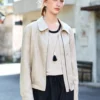 Minimalist Sustainable Lyocell Linen Cropped Collared Jacket