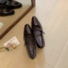 Women's Round Toe Thick Heel Medium Heel Sheepskin Mary Jane Dress Shoes