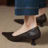 Women's French Sheepskin Pointed Toe Stiletto Heel Pumps Classic Dress Shoes