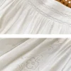 Bohemian Cotton Embroidered Floral V-neck 3/4 Hollow Out Top Midi Skirt