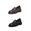 Women's Square Toe Block Heel Sheepskin Loafers