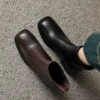 Retro Plus Size Women's Shoes Square Toe Block Heel Sheepskin Ankle Boots Back Zipper