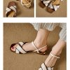 Women's Plus Size French Minimalist Block Heel Open Toe Sandals