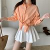 Women's Loose French Long Sleeve Polo Collar Elegant Office Shirt