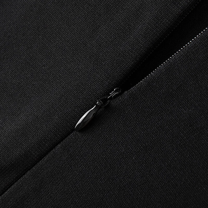 南油高端春秋圆领收腰弹力优雅简约小黑裙小飞袖针织毛衣连衣裙女