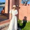 French Riviera Breathable Cotton Broderie Anglaise Maxi Skirt