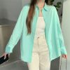 Women's Loose French Long Sleeve Polo Collar Elegant Office Shirt