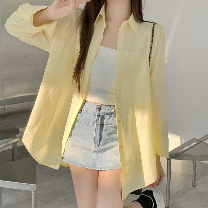 Women's Loose French Long Sleeve Polo Collar Elegant Office Shirt