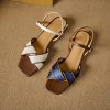 Women's Plus Size French Minimalist Block Heel Open Toe Sandals