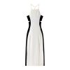 Elegant Colorblock Halter Midi Slip Dress Backless Split Slim Commuter Skin-Friendly Cooling