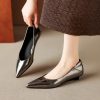 Women's Pointed Toe Wedge Heel Pumps Leather Dress Shoes